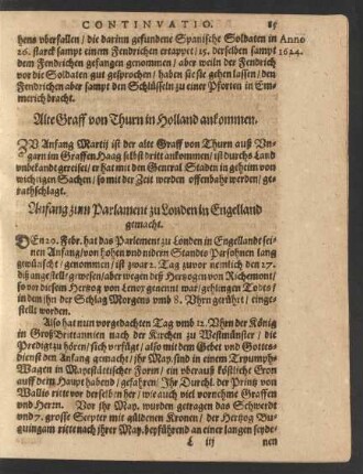 Anfang zum Parlament zu Londen in Engelland gemacht.