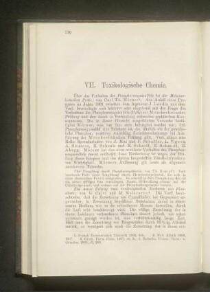 VII. Toxikologische Chemie.