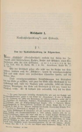 Abschnitt I. Nachlaßbehandlung und Erbrecht.