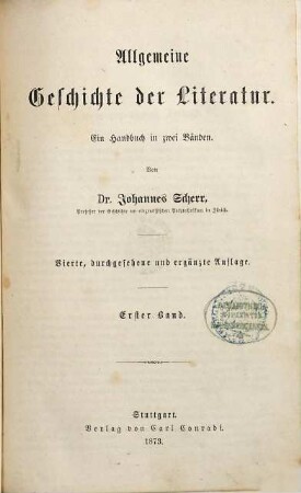 Allgemeine Geschichte der Literatur : ein Handbuch in zwei Bänden, 1