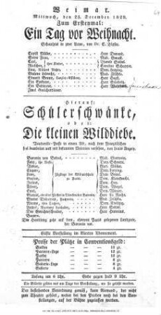 Schülerschwänke, oder: Die kleinen Wilddiebe