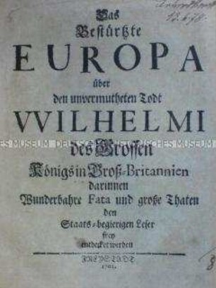 Nachruf auf König William III. von England 1702