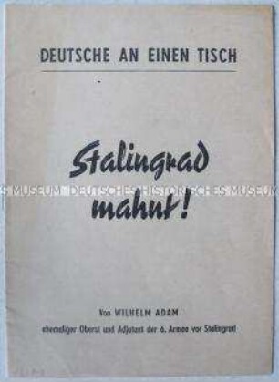Sonderdruck der Erklärung von Wilhelm Adam (NDPD) vor der Volkskammer zum Vorschlag der DDR zur Bildung eines Gesamtdeutschen Konstituierenden Rates