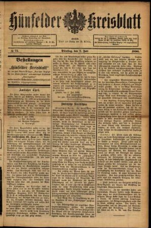 Ausgabe vom Dienstag, den 07. Juli 1896.