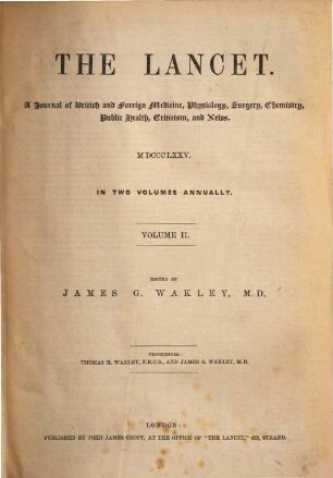 The lancet. 1875, Vol. 2