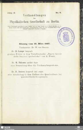 Sitzung vom 19. März 1897