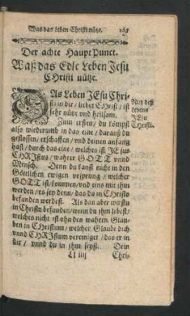 Der achte HauptPunct. Waß das Edle Leben Jesu Christi nütze.