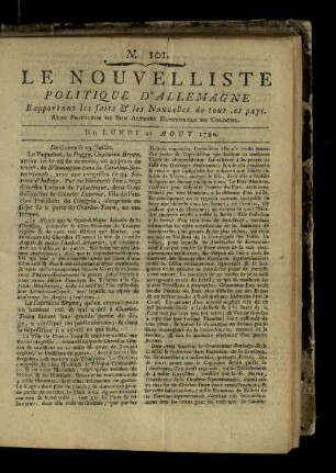 Le nouvelliste politique d'Allemagne. 1780-1787