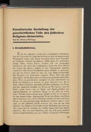 Künstlerische Gestaltung der geschichtlichen Teile des jüdischen Religions-Unterrichts.