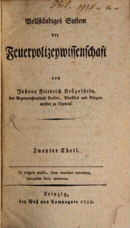 Vollständiges System der Feuerpolizeywissenschaft, 2
