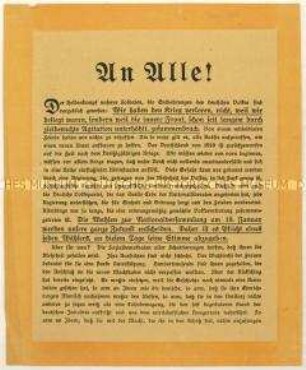 Aufruf der Deutschen Volkspartei zur Wahl der Nationalversammlung 1919