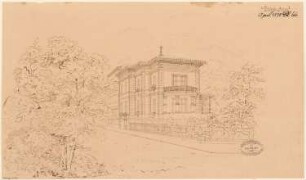 Villa, Gera Monatskonkurrenz April 1878: Perspektivische Ansicht