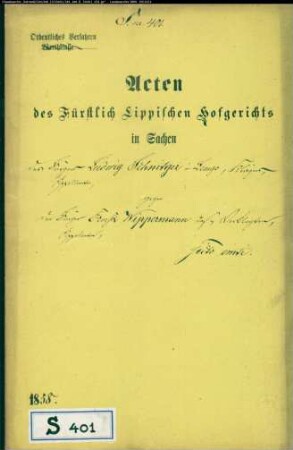 Schnitger, Ludwig in Lemgo gegen Ernst Wippermann in Lemgo