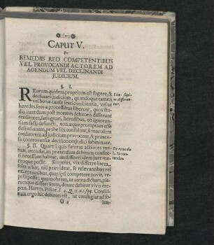 Caput V. De Remediis Reo Competendibus Vel Provocandi Actorem Ad Agendum Vel Declinandi Iudicium.