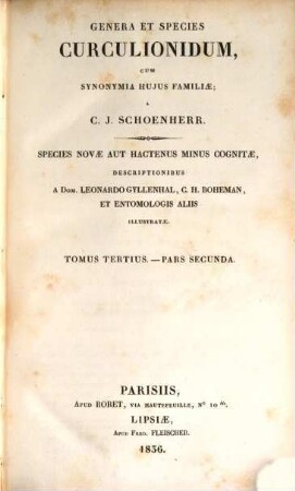 Genera et species Curculionidum, cum synonyma hujus familiae : species novae aut hactenus minus cognitae, 3,2