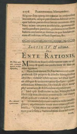 Sectio XV. & ultima. De Ente Rationis.