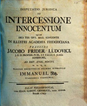 Disp. iur. De intercessione innocentum