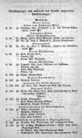 Berichtigungen und während des Drucks eingetretene Veränderungen
