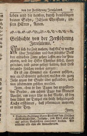 Geschichte von der Zerstöhrung Jerusalems.