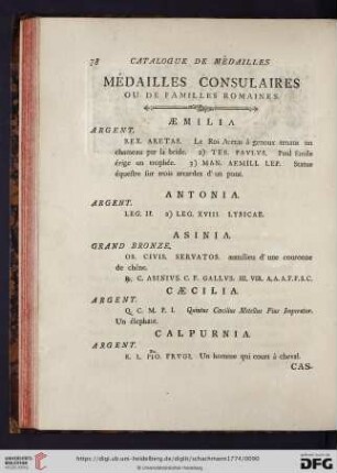 Médailles consulaires ou de familles romaines