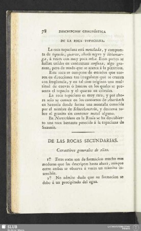 De las rocas secundaria