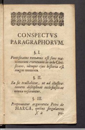 CONSPECTVS PARAGRAPHORVM