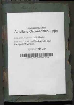 Erbschaftsstempel. Kreisgericht Minden