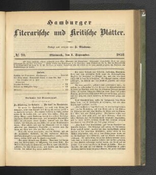 No. 70. 1. September 1852