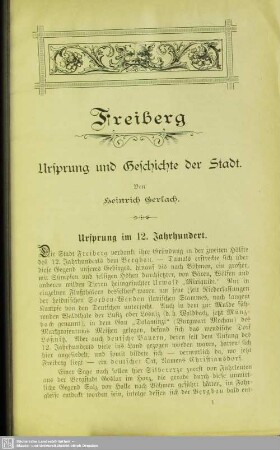 Freiberg. Ursprung und Geschichte der Stadt