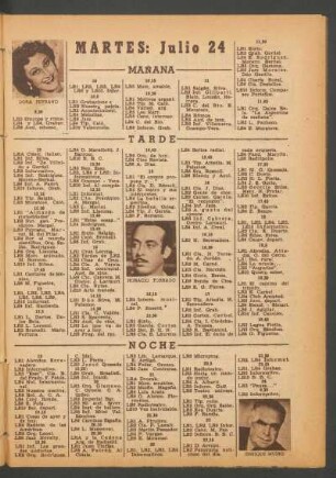 [Programa de] Martes: Julio 24