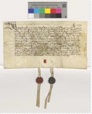 Die Ratsmannen Godeke Czerstede und Meyne Tobingk bezeugen den Verkauf einer Hausrente "in der Schrangenstrate".