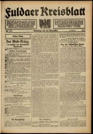 Erste Ausgabe vom Samstag, den 24. November 1917.