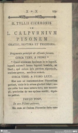 In L. Calpurnium Pisonem Oratio, Septima Et Tricesima
