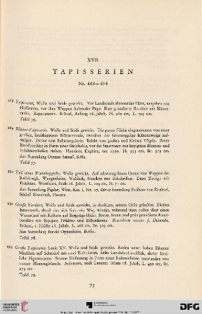 Tapisserien (Nr. 488-494)