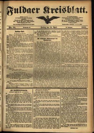 Ausgabe vom Freitag, den 24. April 1908.