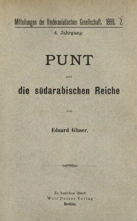 Punt und die südarabischen Reiche
