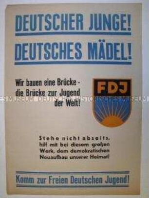 Maueranschlag mit Aufforderung, der FDJ beizutreten