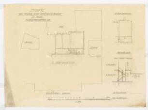 Wohn- und Geschäftshaus Kurfürstendamm 69, Berlin-Charlottenburg: Grundriss und Schnitt für Verbindungstreppe 1:100