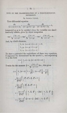 Note on the tranformation of a trigonometrical expression.