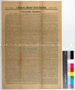 Beilageblatt der Zeitung "Vorwärts" mit Leitartikel "Marx - 'Plagiator'." in der Rubrik Literarische Rundschau