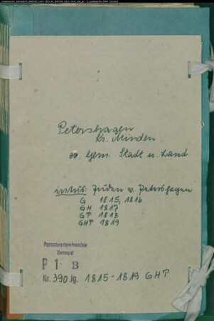 Kirchenbuchduplikat der evangelischen Gemeinde Petershagen, Kreis Minden (GHT 1815-1819 (Gemeinde: Evangelische Gemeinden Petershagen)
