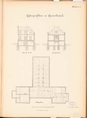Gefängnis, Grevenbroich: Schnitte und Grundriss DG 1:100