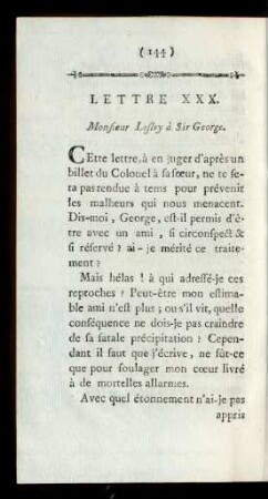 Lettre XXX. Monsieur Lesley à Sir George.