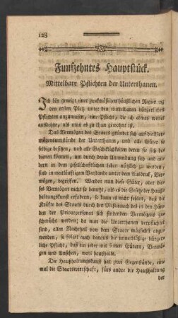 Funfzehntes Hauptstück. Mittelbare Pflichten der Unterthanen