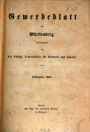 Gewerbeblatt aus Württemberg. 1867