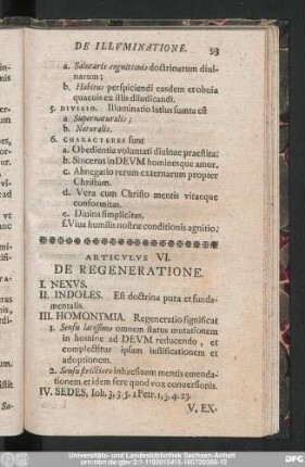 Articulus VI. De Regeneratione.