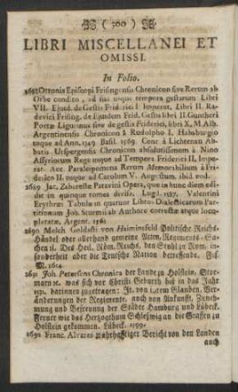 Libri Miscellanei Et Omissi. In Folio