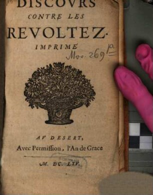 Discours contre les Revoltez : imprimé
