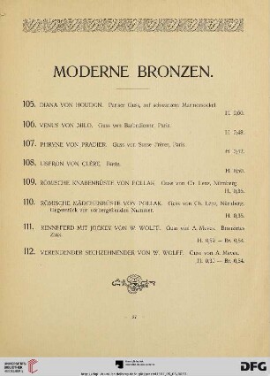 Moderne Bronzen (Nr. 105 - 112)
