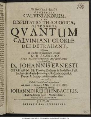 Theosebeia Calvinianorum, Sive Disputatio Theologica, Ostendens, Quantum Calviniani Gloriae Dei Detrahant
